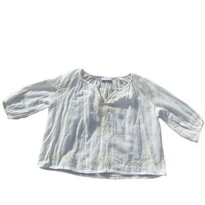 House of Harlow White Boho Embroidered Top